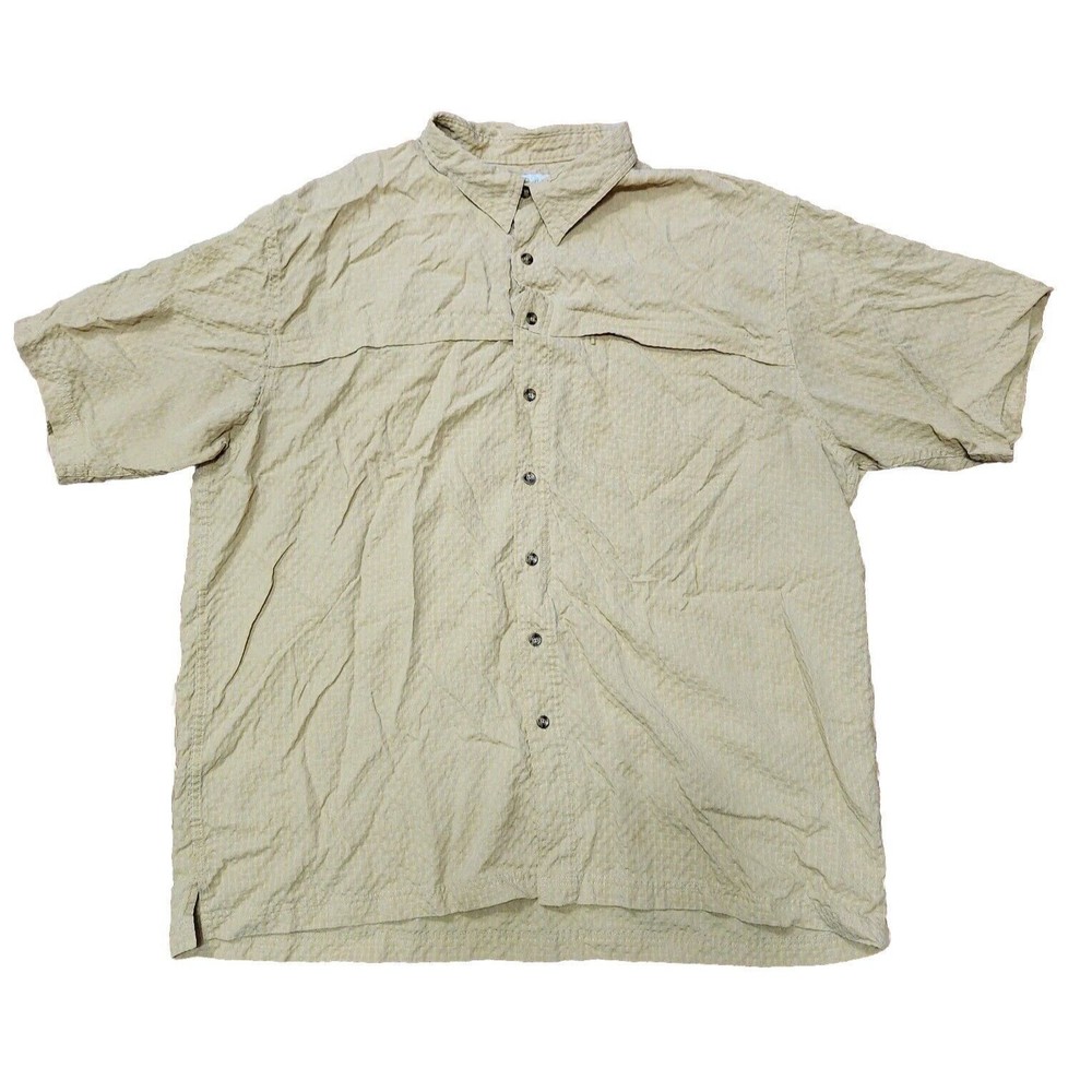 Cabelas Mens size XXL Tall Short Sleeve Button Up Shirt Orange Casual